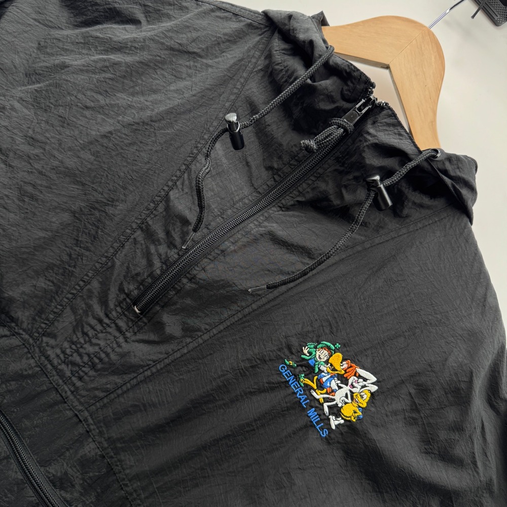Vintage 1980 Port Authority General Mills Anorak Windbreaker Mens Small Black
